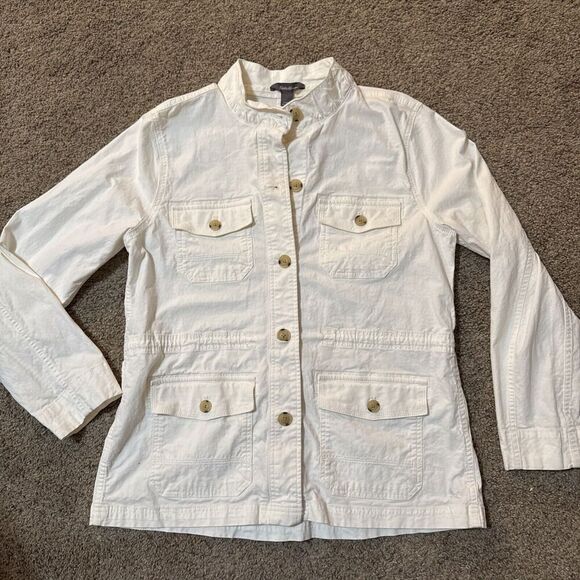 Eddie Bauer Jackets & Blazers - Eddie Bauer‎ Jacket Womans Ripstop Field Safari utility Cargo Canvas L Military